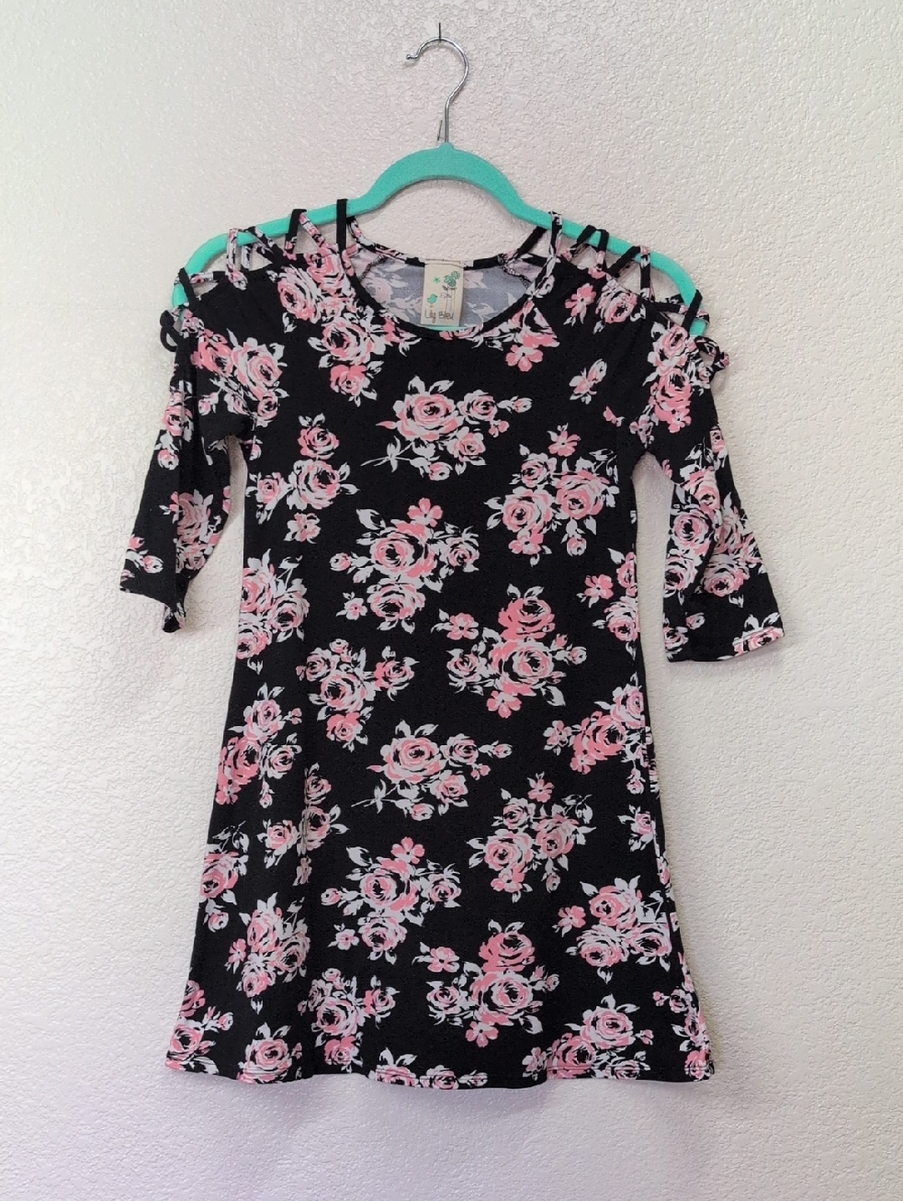 Lily Bleu/  Black Pink and White Sheath Dress Casual 3/4 Sleeve Size 10(Girls)